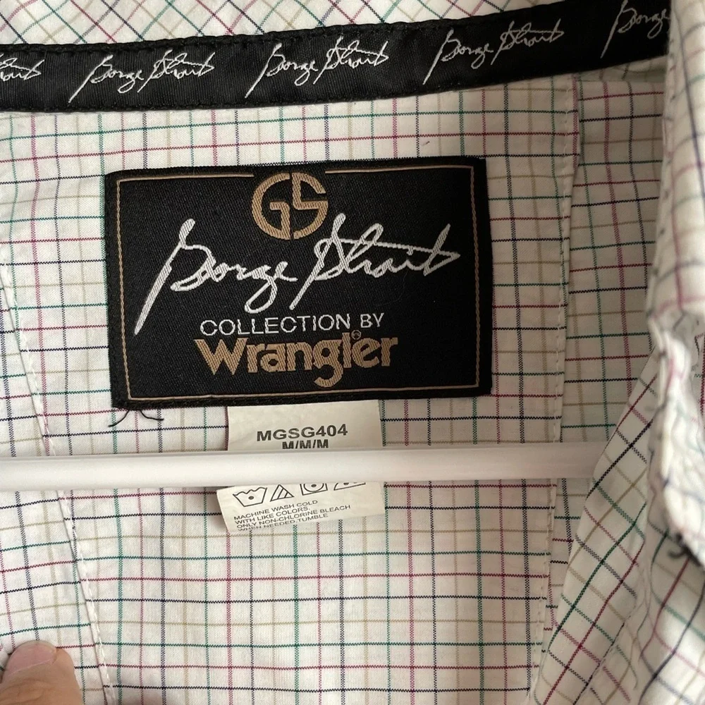 Wrangler George Strait Men's White multicolor Checkered Button Down Shirt size M
